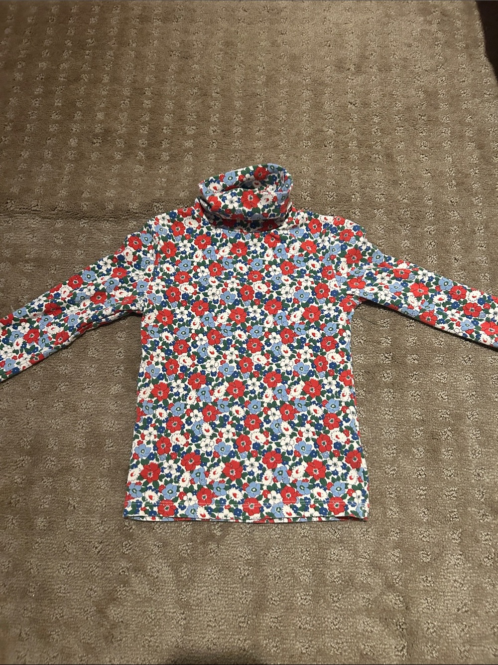 Mini Boden Floral Turtleneck Red, Blue & White